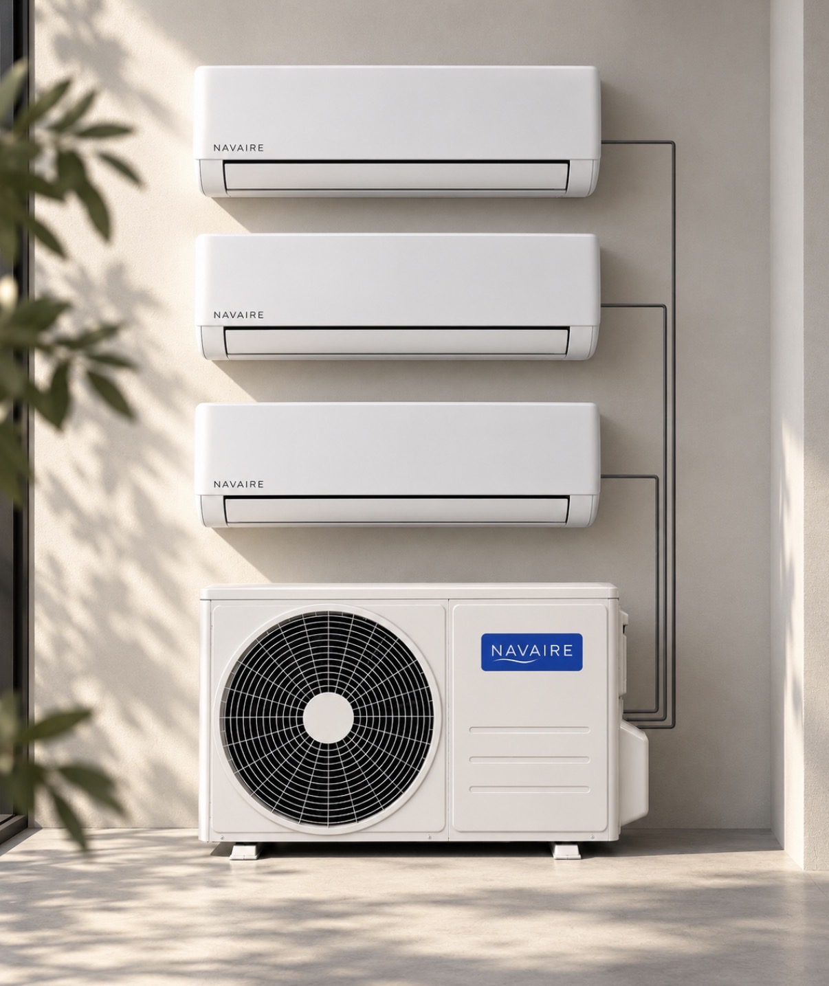 NAVAIRE 27K multi-split: one outdoor condenser serving three indoor units